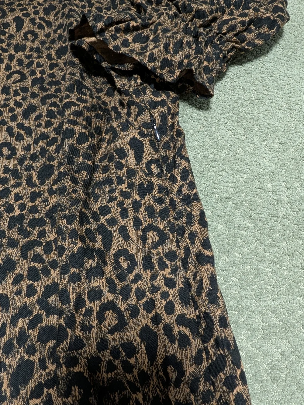 & Other Stories Leopard Print Mini Dress Size 4 Puff Sleeve High Neck - Picture 9 of 14